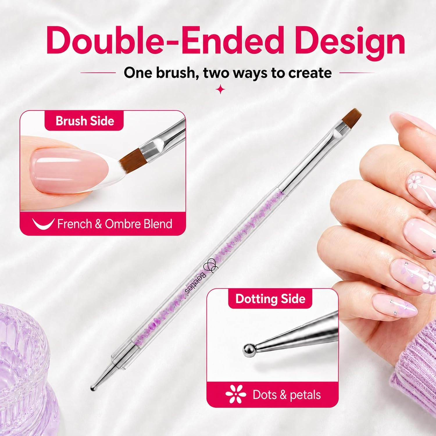 Beetles Nail Art Brushes 8Pcs – Crystal Nail Art Tools Double-Headed | Nails Dot
