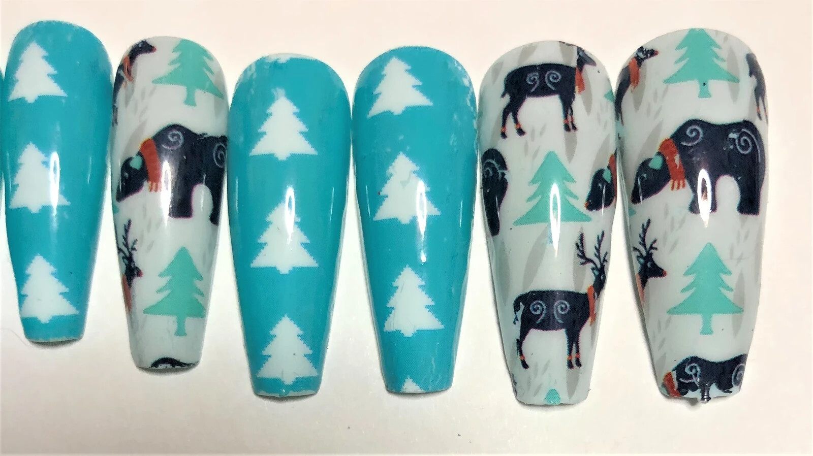 Bears and Trees Press-On Nail Set – Ex-Long Ballerina (Size 0-8)