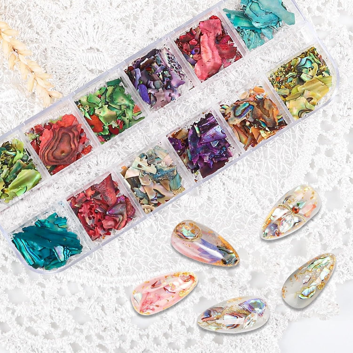 12 Colors 3D Irregular Nail Art Abalone Seashell Slices
