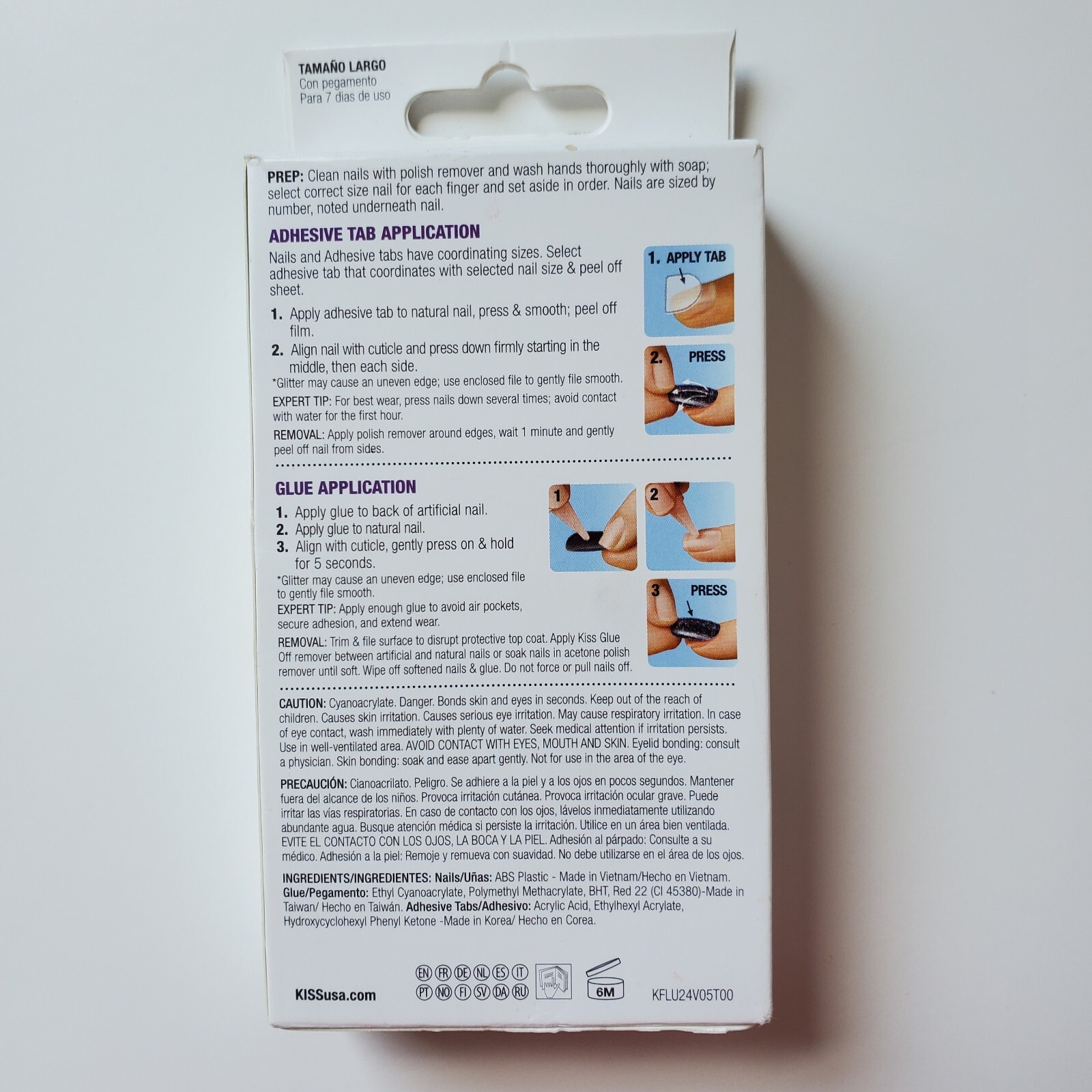 KISS Nails Gel Fantasy Glue On or Press On Nails Long Length Coffin Shape 84118