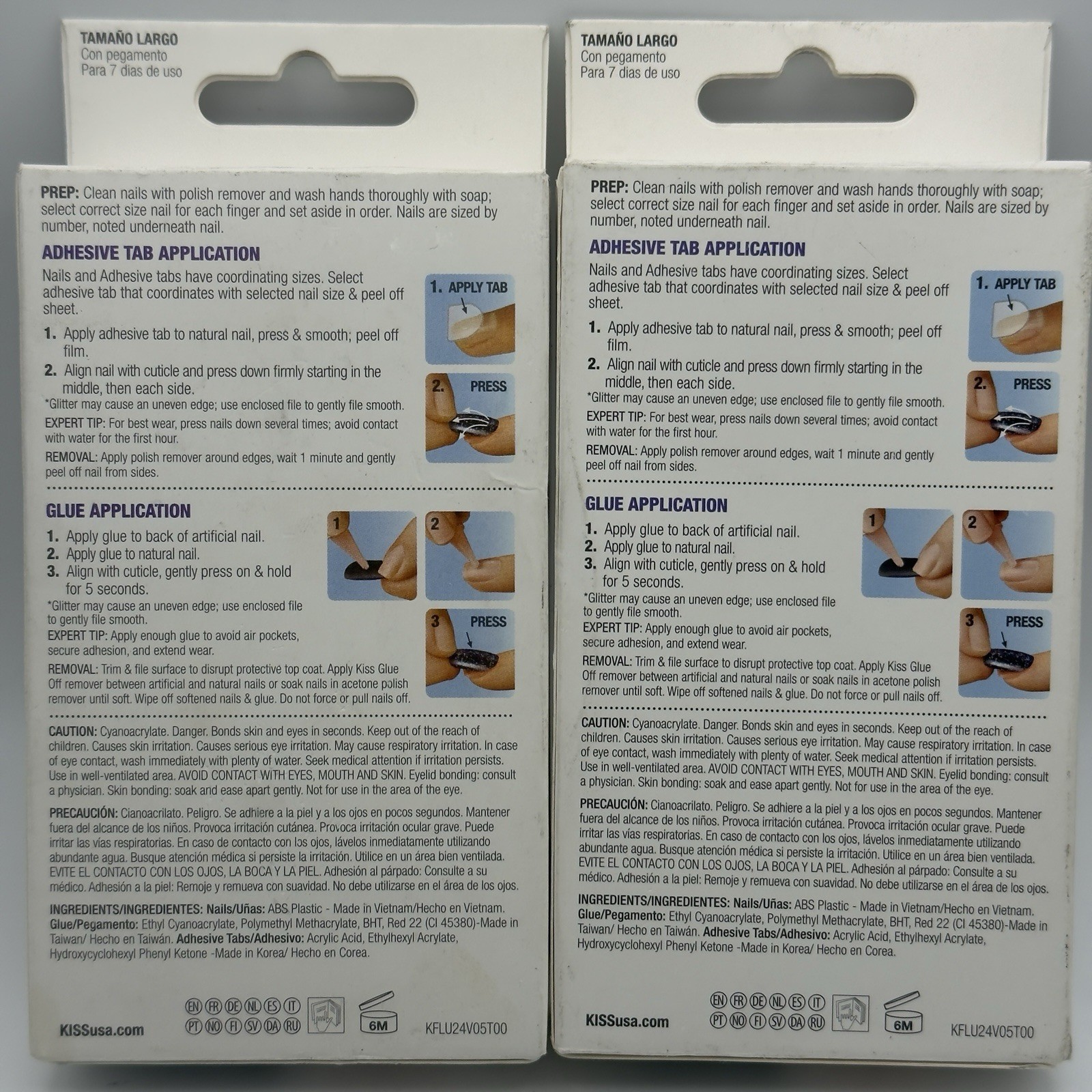 KISS – LOT of 2 – GEL Fantasy Collection NAILS w/Tabs & Glue – 84118 LONG LENGTH