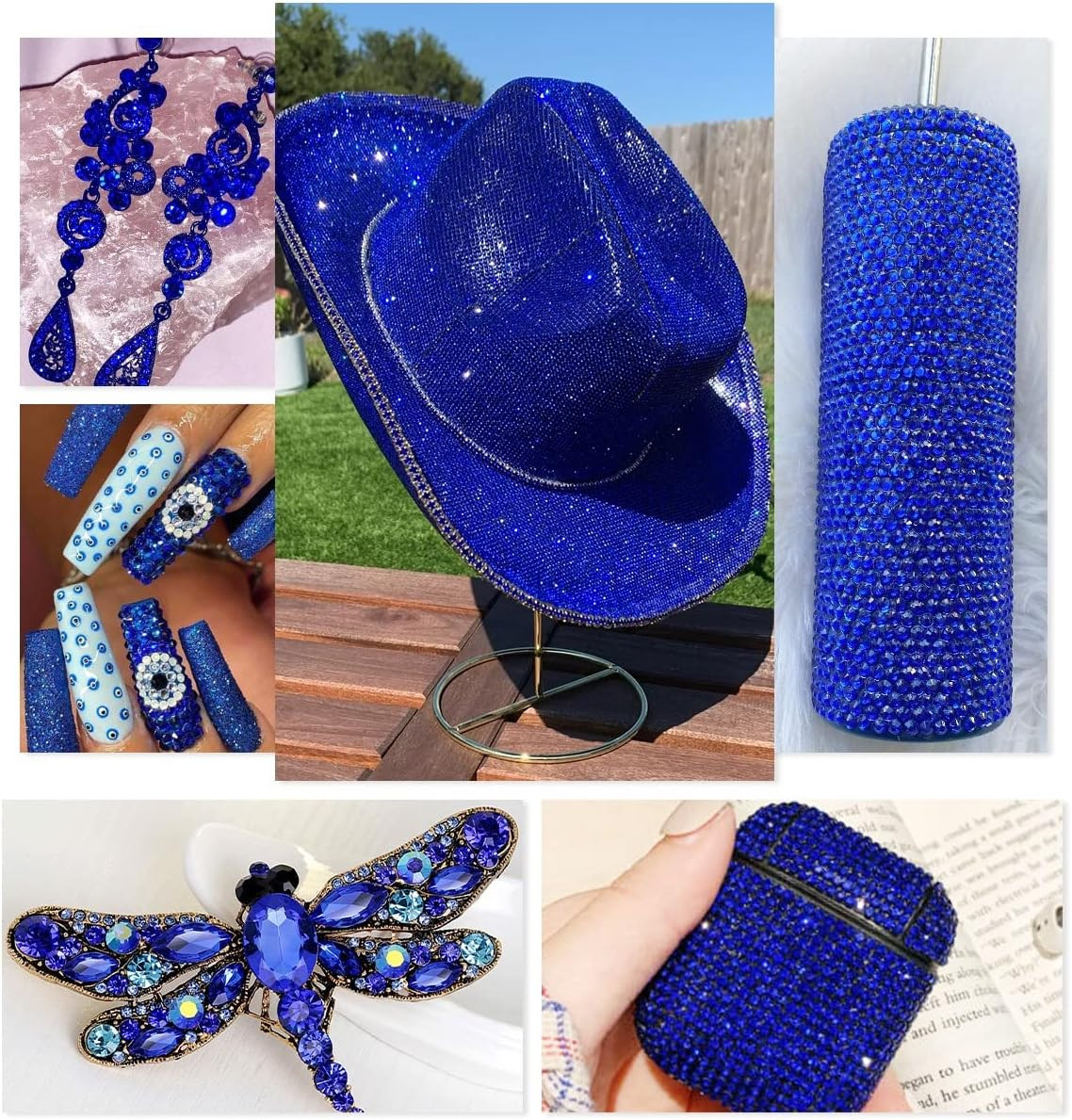 2880Pcs Royal Blue Nail Rhinestones SS10 2.8Mm Bulk Sapphire Blue Nail Art round