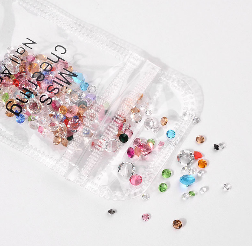 8g Mixed Color Glass Rhinestones Pointed Bottom Rhinestone Crystal Bead Nail Art