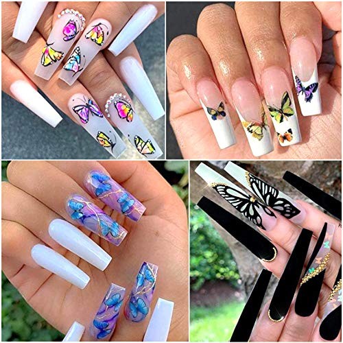 78 Sheets Butterfly Nail Art Stickers Water Transfer Nail Decals for Women New