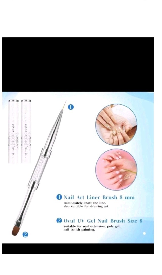 Double Ended Nail Builder Gel Brush, French Tip Brush Hard Gel for Nails