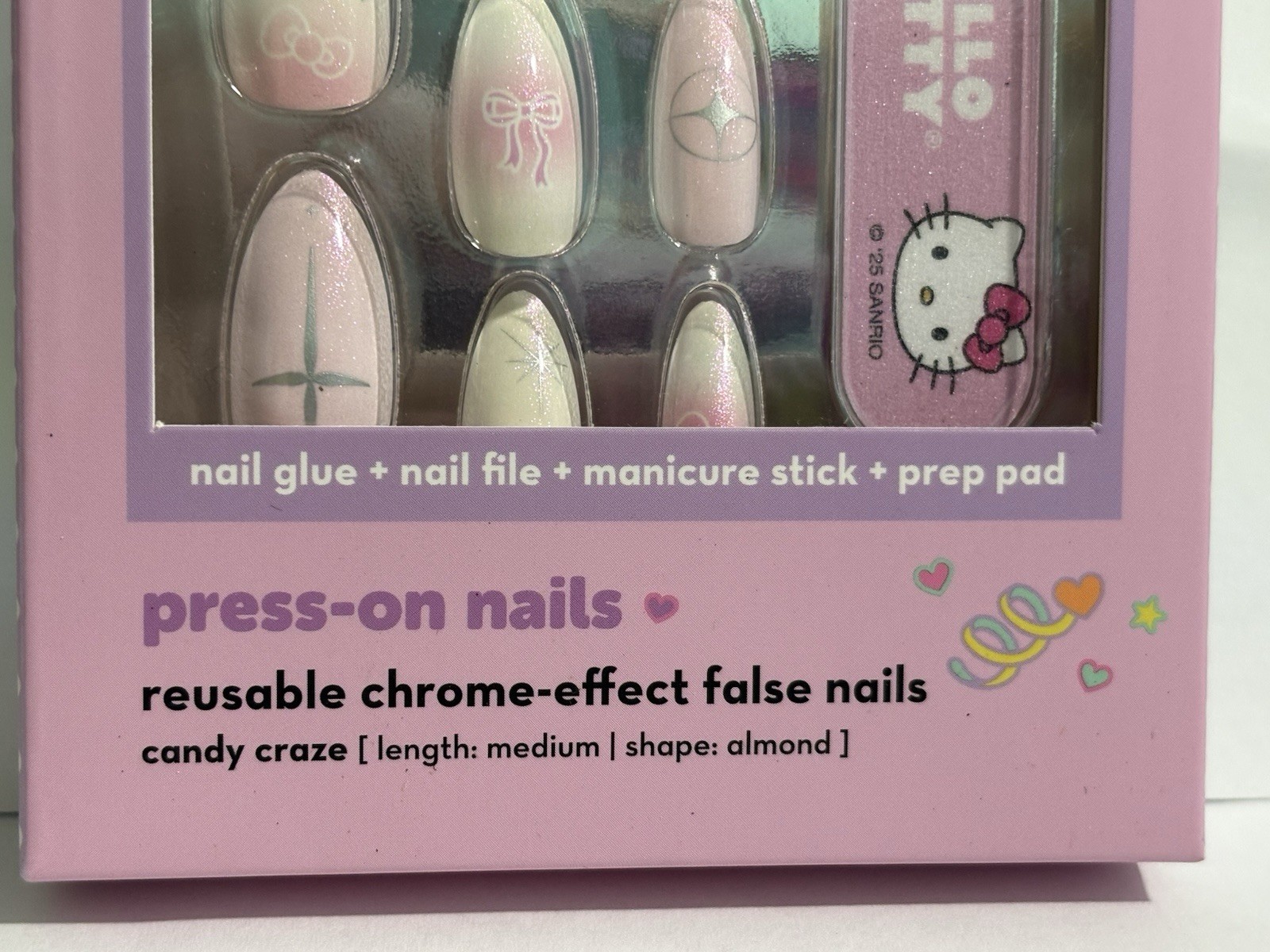 Hello Kitty The Creme Shop 28 Chrome Effect Press On Nails NEW in Box