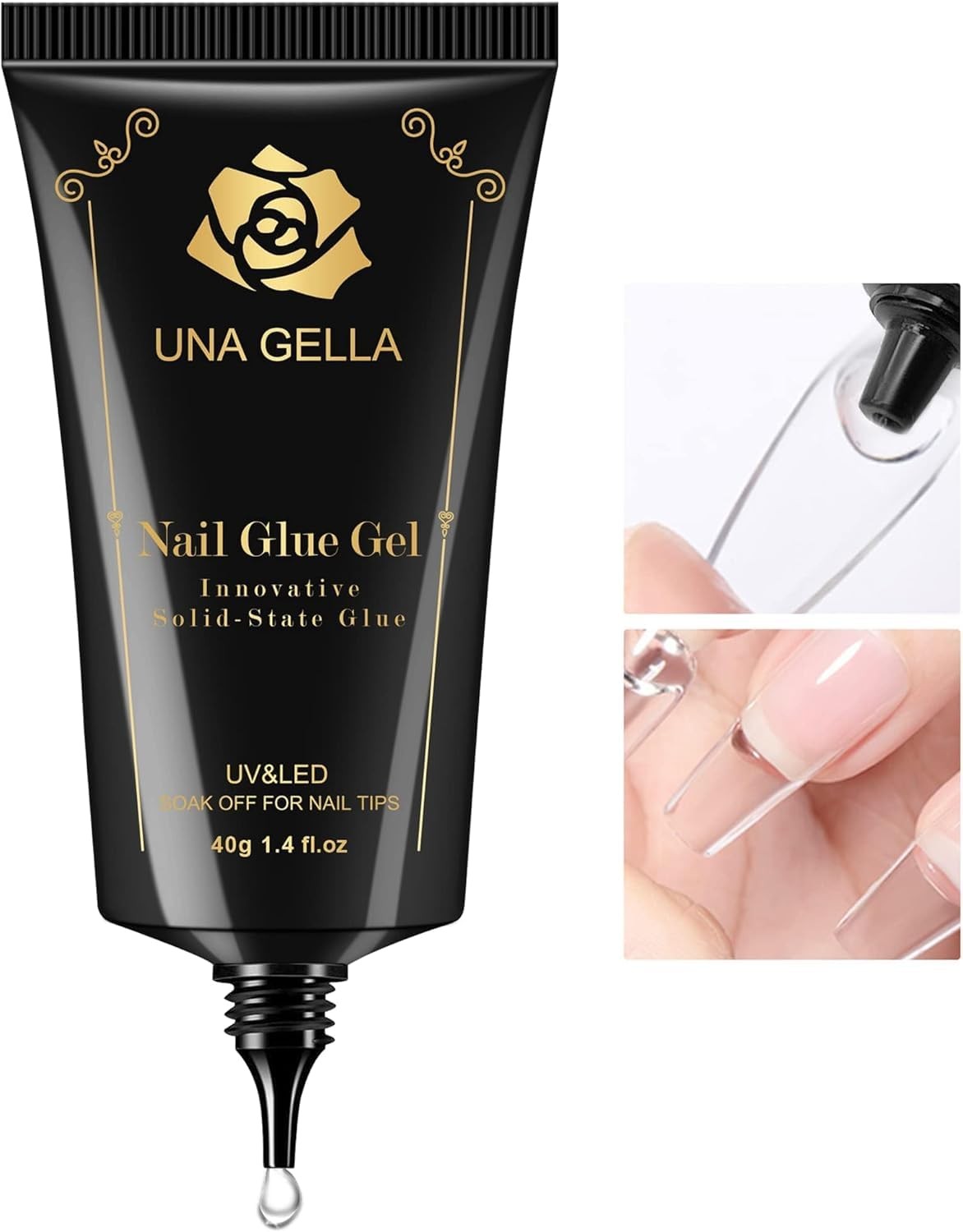 UNA GELLA Gel Nail Glue, Solid Nails Gl ue 1 Fl Oz (Pack of 1), Clear