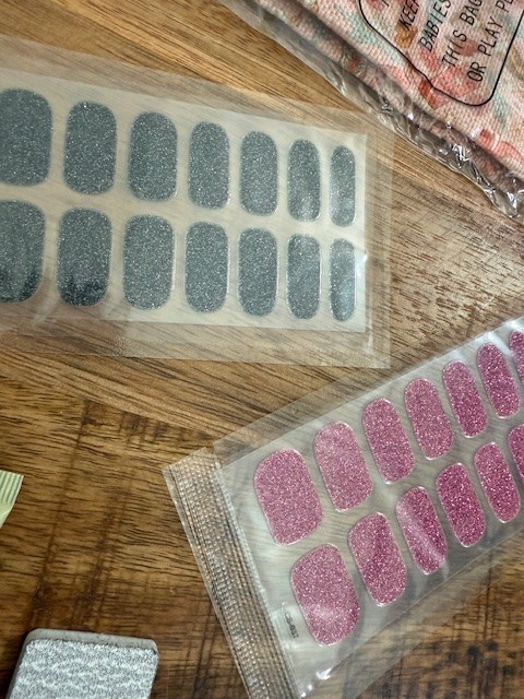 Random 16 piece Lot Nail Wraps Polish Stickers Pedicure Set Bags Lotion Files