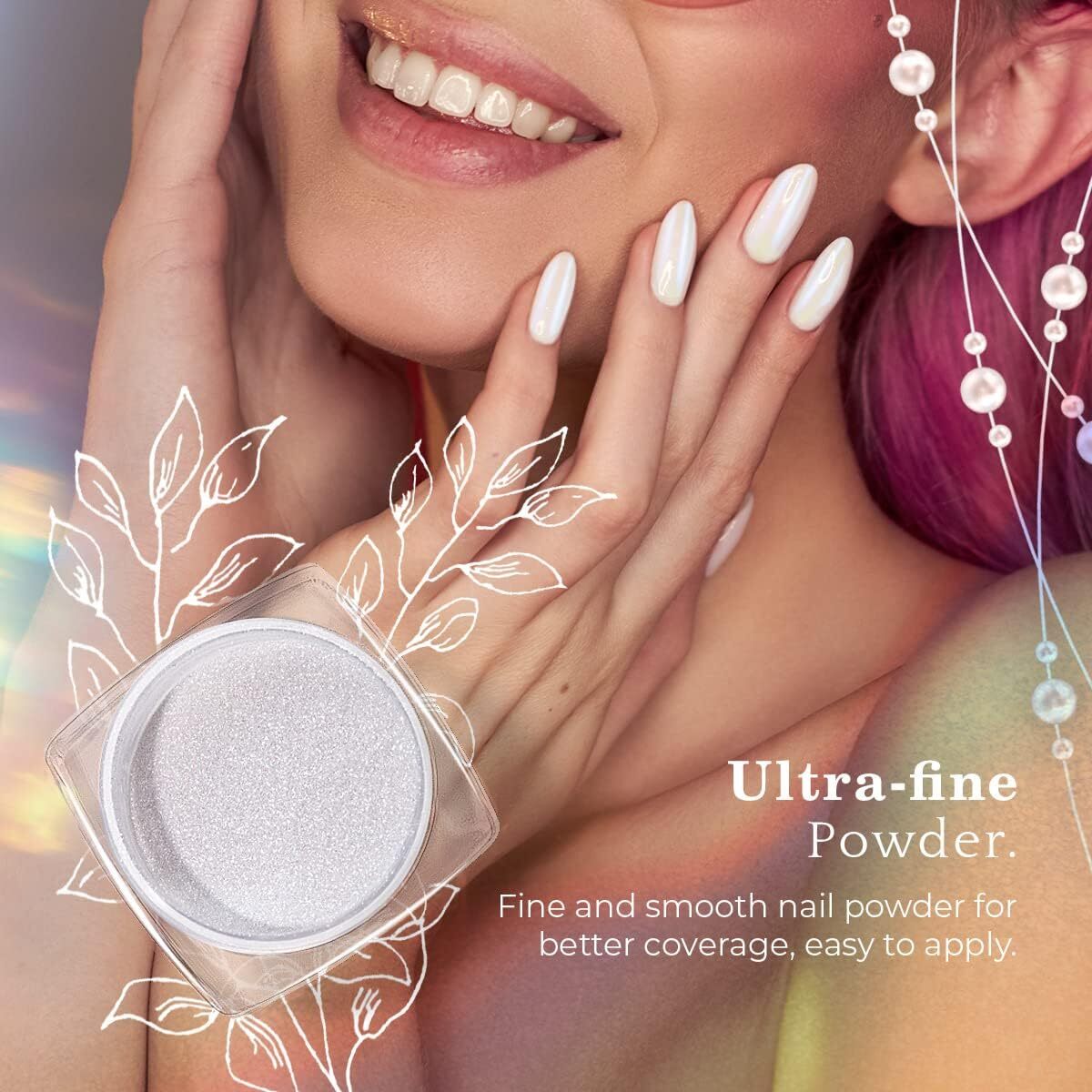 Chrome Nail Powder – 7 Colors White Pearl Chrome Nail Powder Set