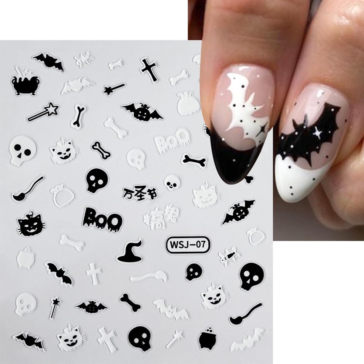 6 Sheets Halloween Nail Stickers for Nail Art – Ghost Nail Art Stickers 3D Se…