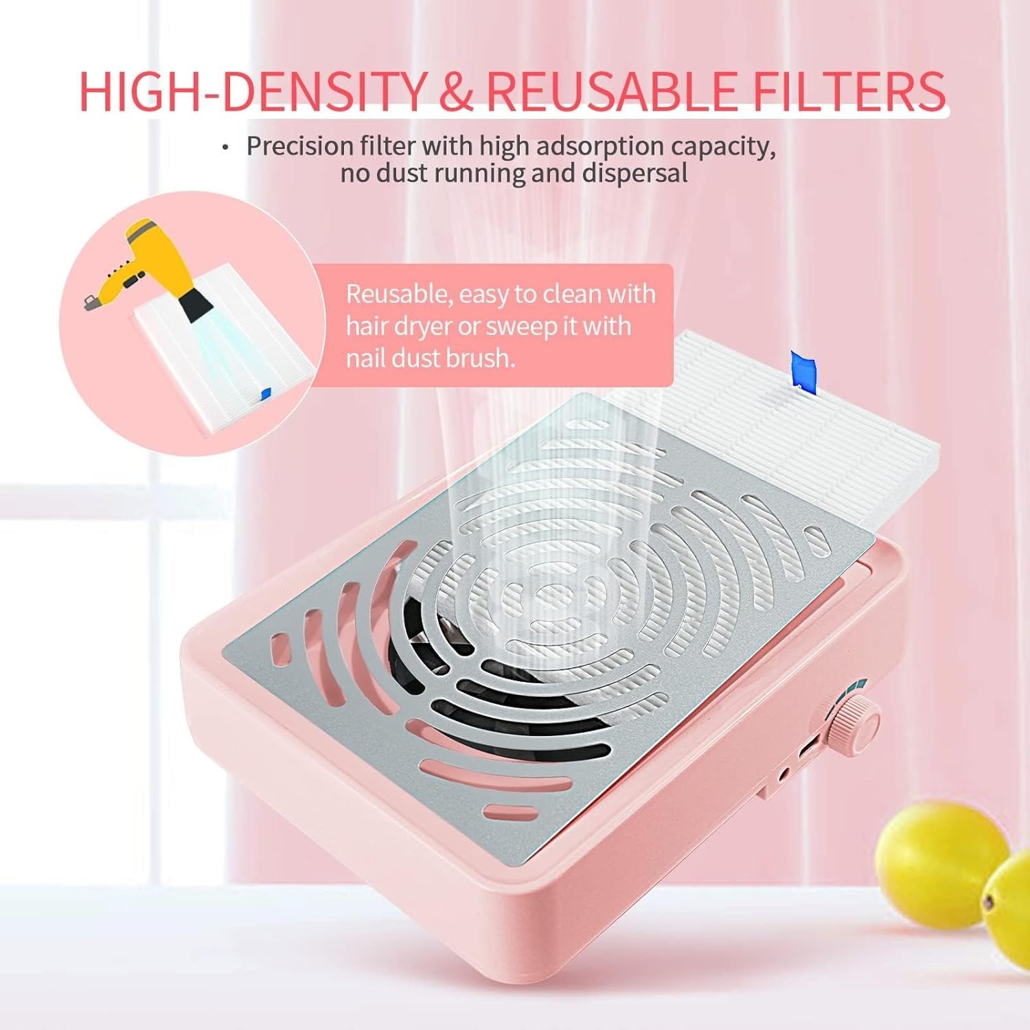 SAVILAND Nail Dust Collector with Lamp – Powerful Nail Vacuum Fan 40W Dust Colle