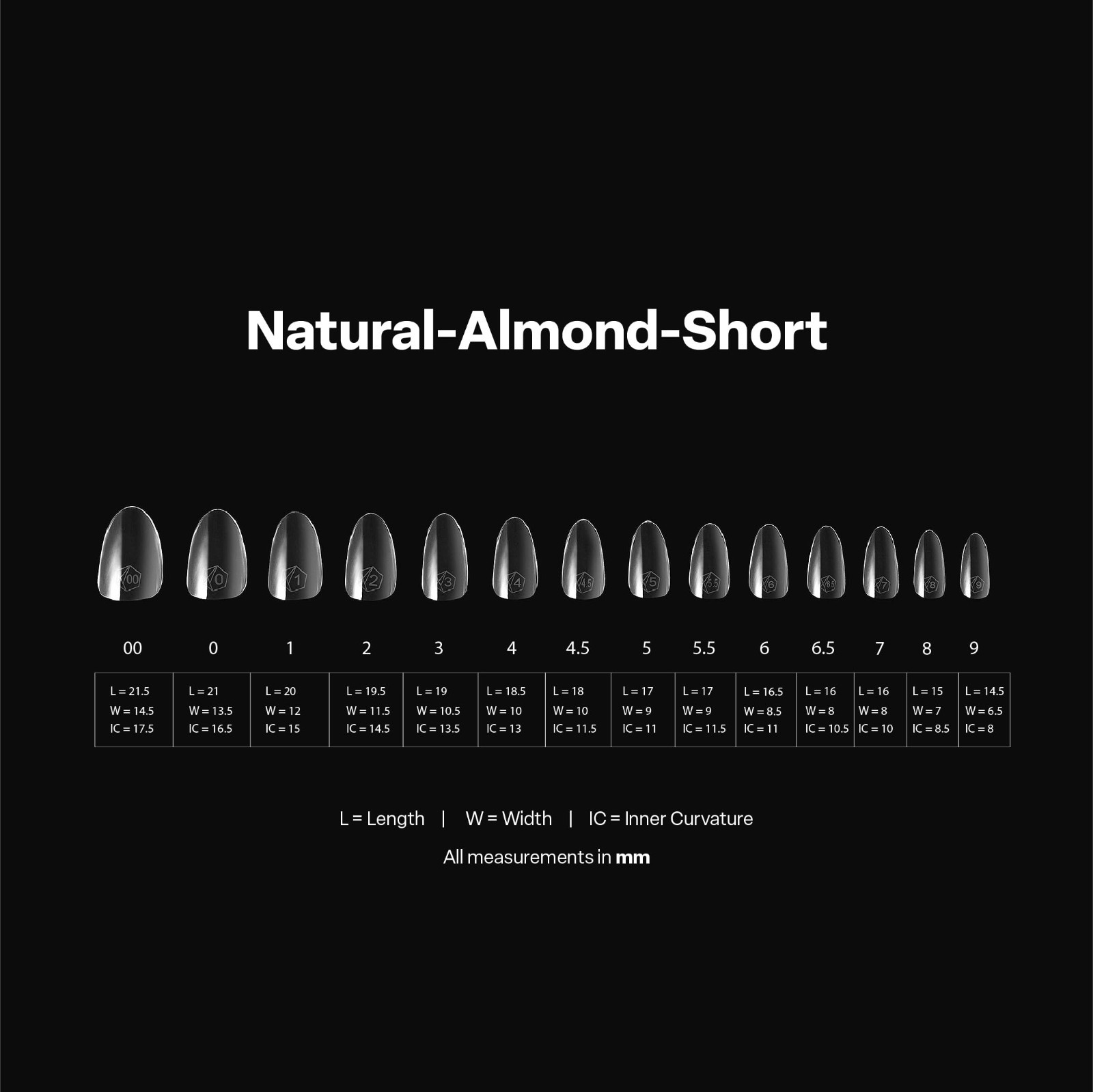 280 Gel-X Almond Nail Tips – Soft Tips, 14 Sizes 00-9, Half-Sizes Included, Natu