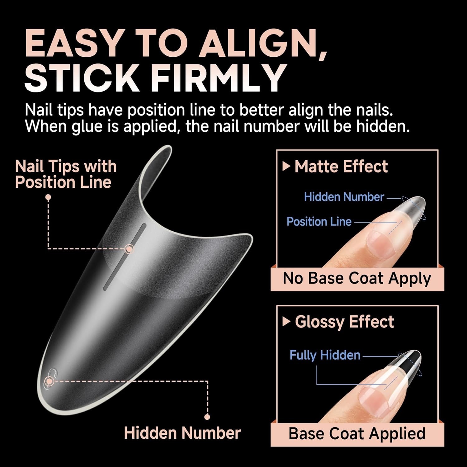 Elegant Half-Cover Medium Almond Gel Nail Tips – 504pcs for Beautiful Nail Style