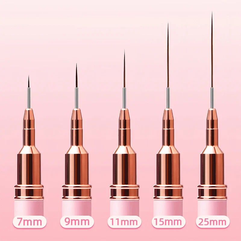 New 7/9/11/15/25mm Nail Liner Brush Set Drawing Lines Stripe Painting Flower Pen