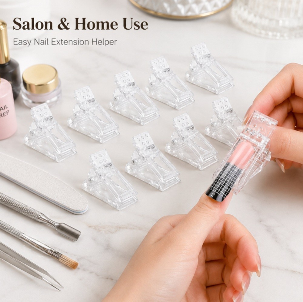 10-Piece Quick Building Nail Tips Clip Set for Poly Builder Gel DIY Extension
