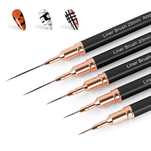 Metallic Nail Art Pens Artdone Liner Brushes 5 Pcs