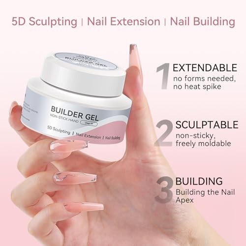 3D Sculpting Builder Gel for Nails – Clear & White Hard Gel for Nail Art, Extens