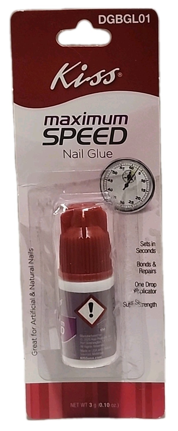 Kiss Super Strong Fast Dry Nail Glue Artificial And Natural Nails 0.5Oz (DGT181)