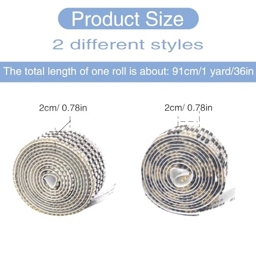 2 Rolls Rhinestone Tape Self Adhesive Crystal Ribbon Diamond Bling Strips Tape