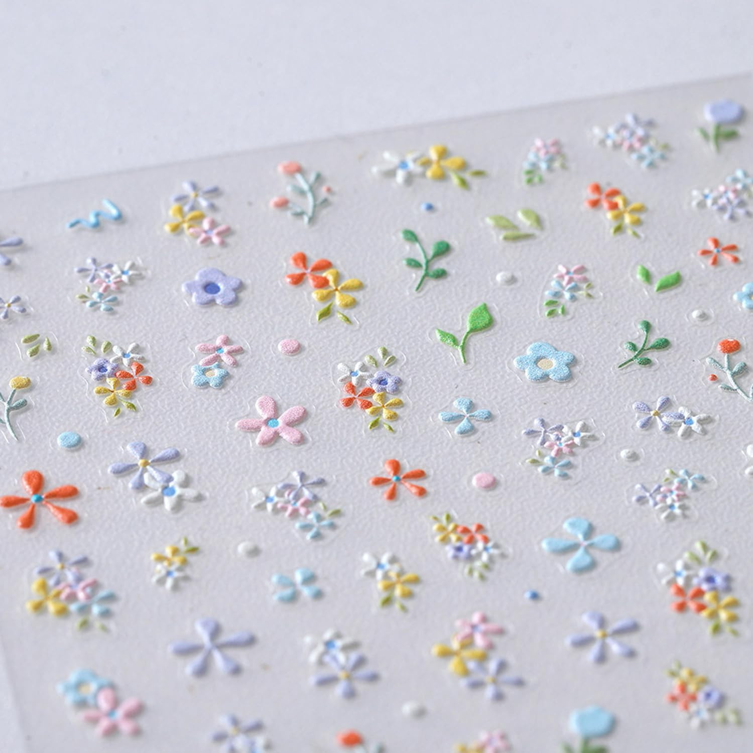 5D Embossed Flower Nail Stickers for Nail Art Summer Floral Leaf Nail Art Sticke