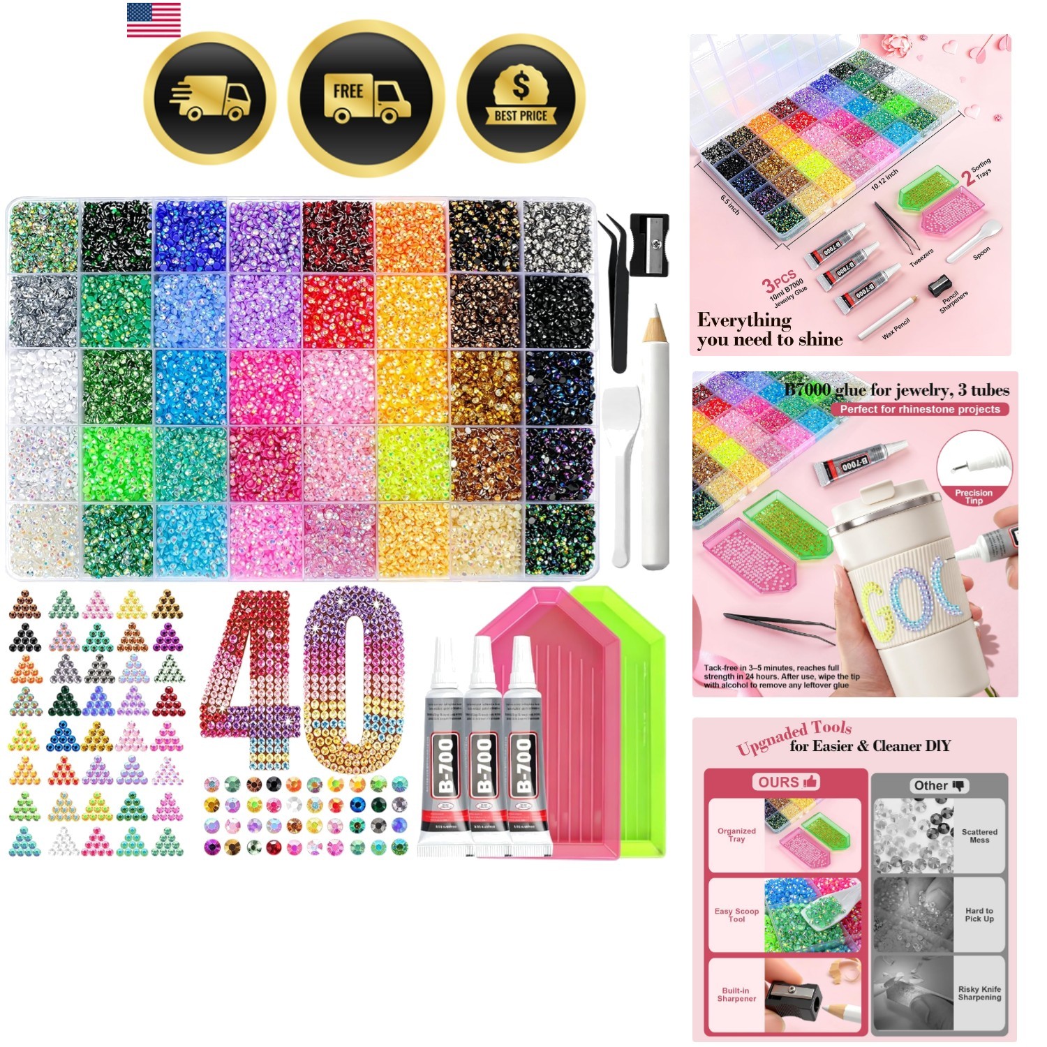 50000Pcs Resin Jelly Rhinestones for Bedazzling kit, 3mm Bedazzler Kits | 40C…
