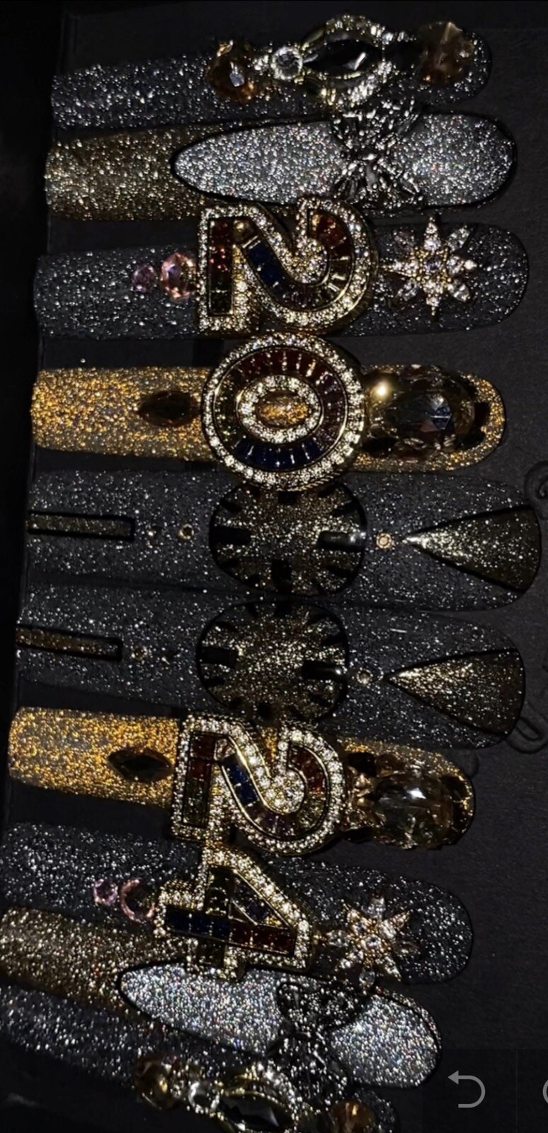 press on nails with zirconia charms,reflective glitter,Size Small,3XL LENGTH