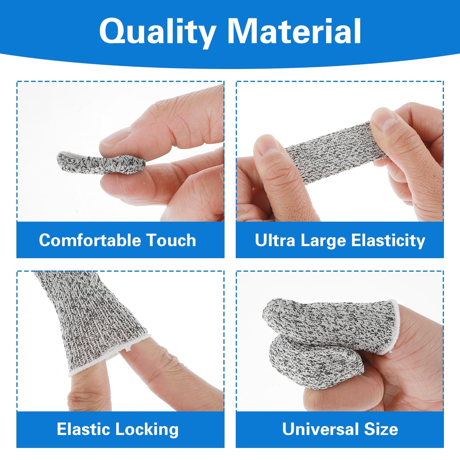 Cut Resistant Finger Cots Protectors Breathable Fabric Garden Kitchen 24 Pack