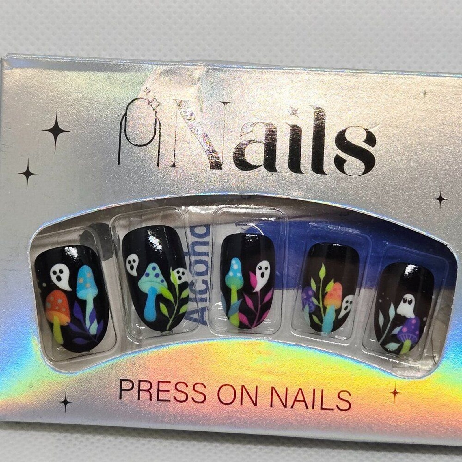 NIB SET OF 2 HALLOWEEN DECOR/PARTY PRESS ON NAILS, GHOSTS, PUMPKINS, 48 TOTAL
