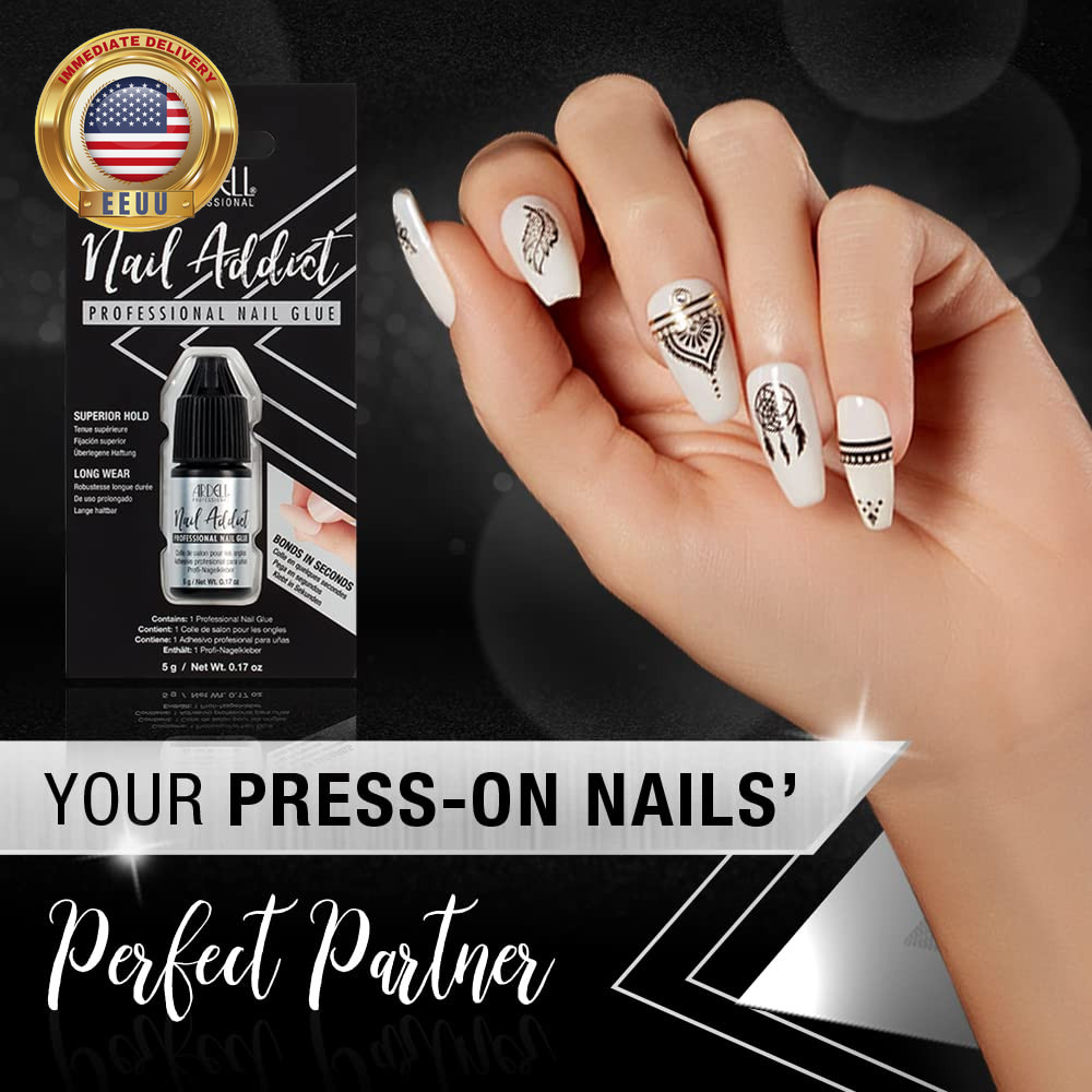 Professional Nail Addict, Superior Hold Nail Glue, Long-Lasting Adhesive for Fak