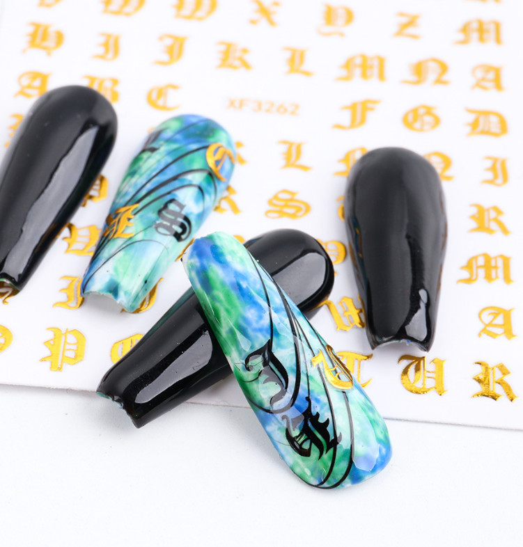 3D Nail Art Latin Roman English Alphabet Letter Sticker Decals US seller NS19