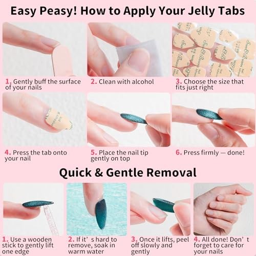 Sun&Beam Jelly Nail Tabs for Press-On Nails, 0.3mm Thin, Waterproof, 600pcs
