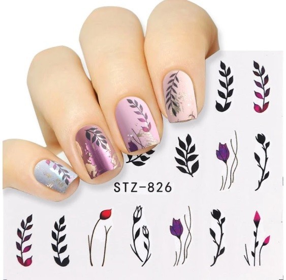 Flower, Floral Nail Art Water Decals DIY Nail (Group 7)