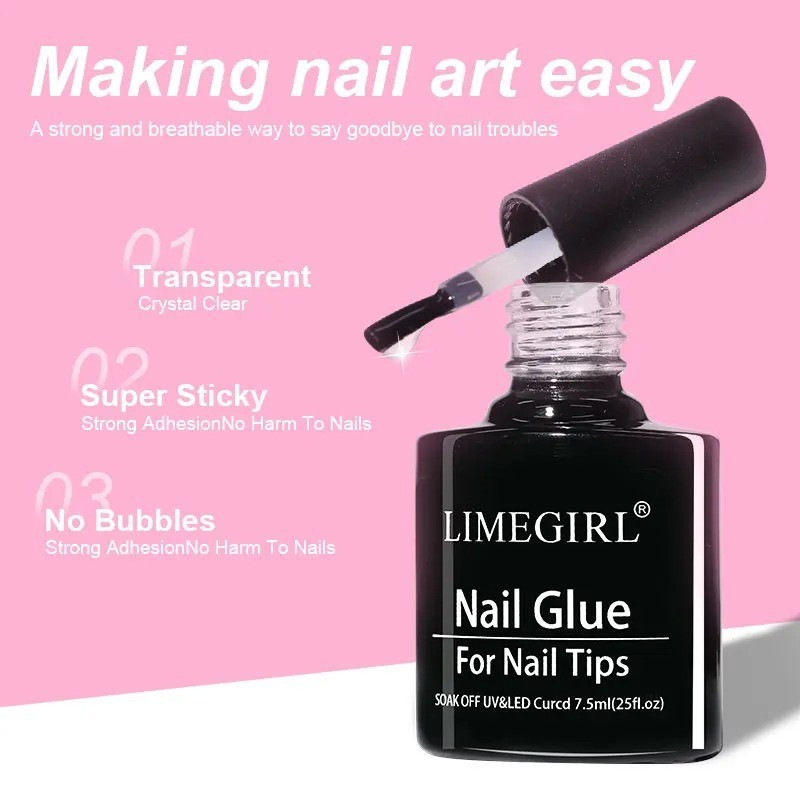 LIMEGIRL 7.5ml Nail Tips Glue Gel UV Strong Bond False Nail Manicure Gel