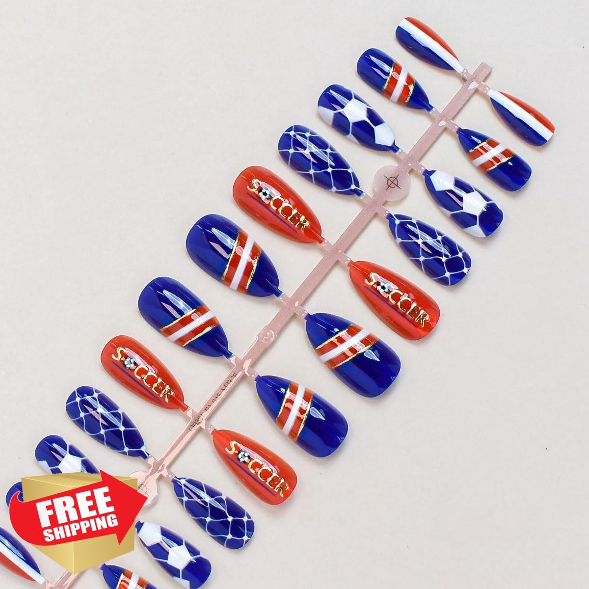 Rdntbeu Cat Eye World Cup Almond Press On Nails
