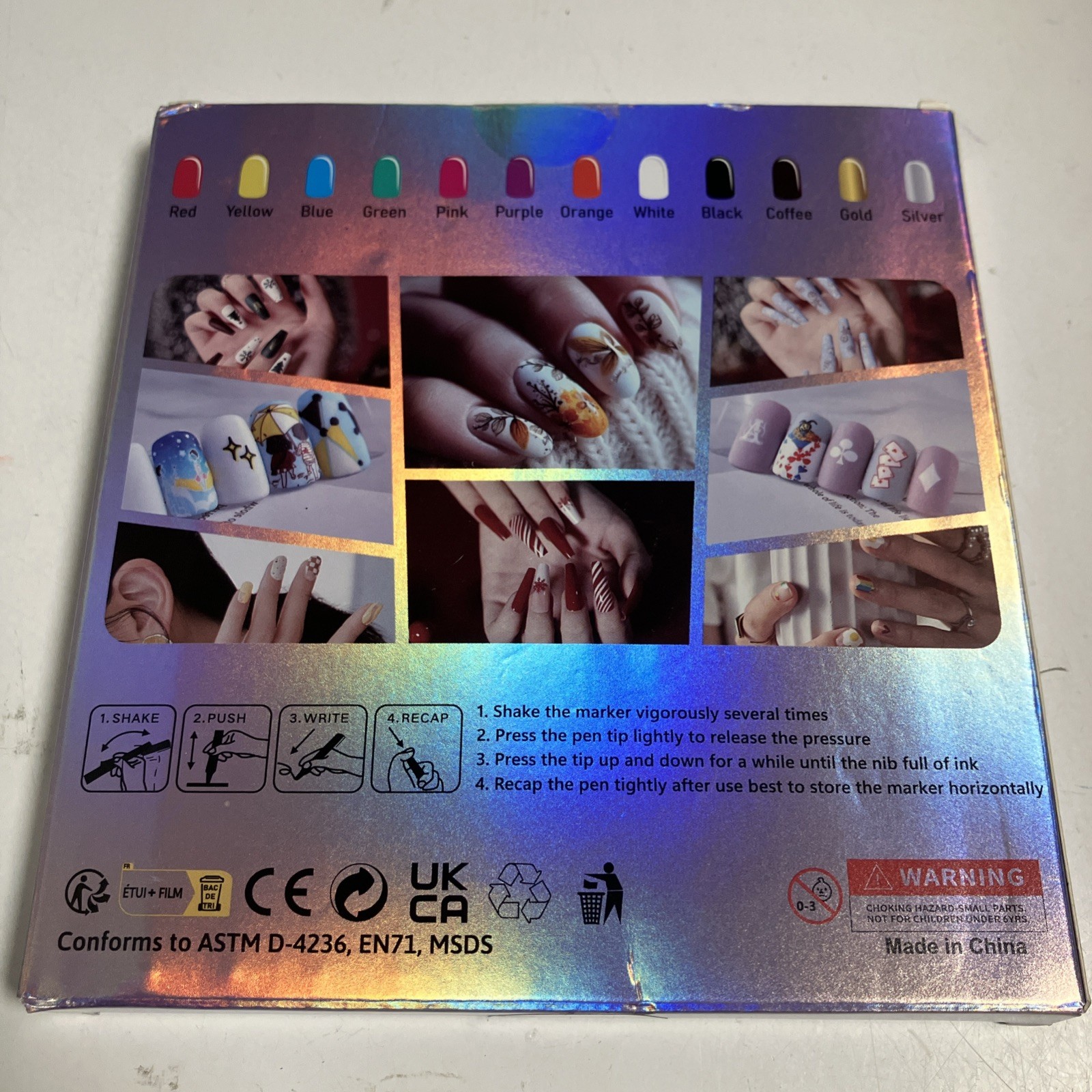 12 Color Nail Art 0.5mm Marker Set Water-Based Quick Dry Solid Colors for Nails