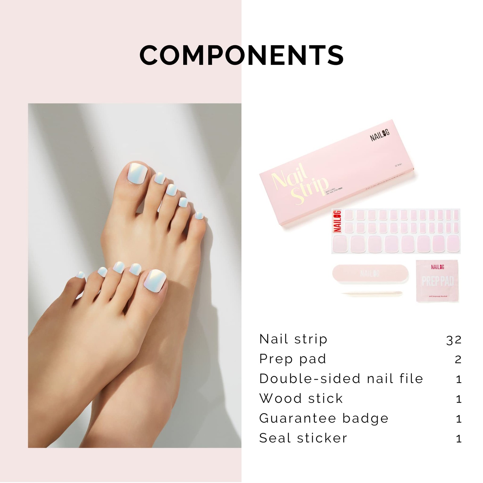 Semi Cured Gel Nail Strips, Toe Nail Polish Strips with Glossy Gel Finishing …