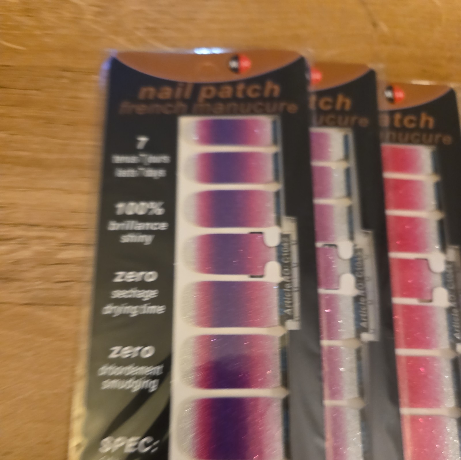 Nail Patch French Manicure Nail Stickers. Lasts 7 Days 6 Sets glitter Nail Art