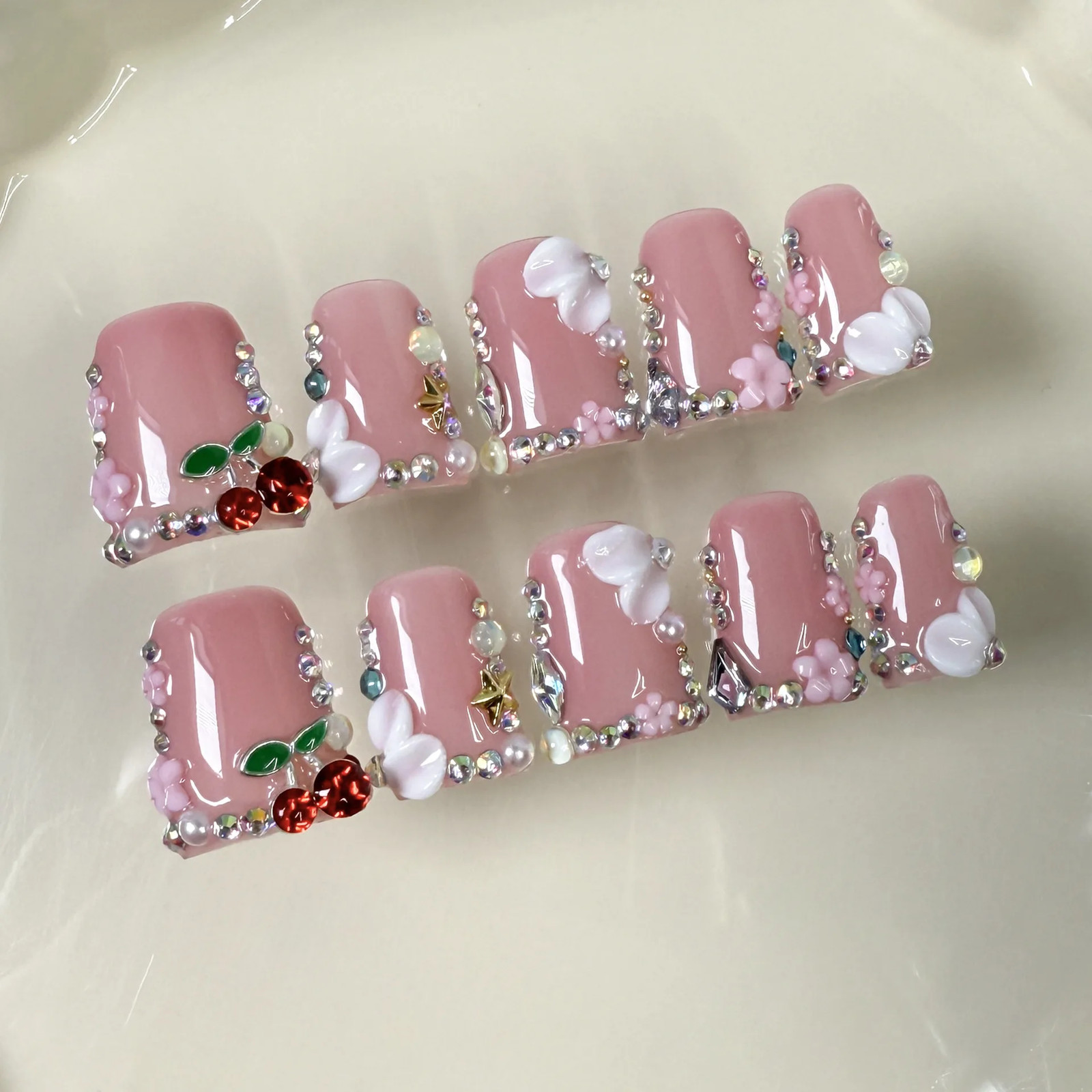 10pcs Handmade Press on Nails Art Simple White French Short Fake Nail Wearable