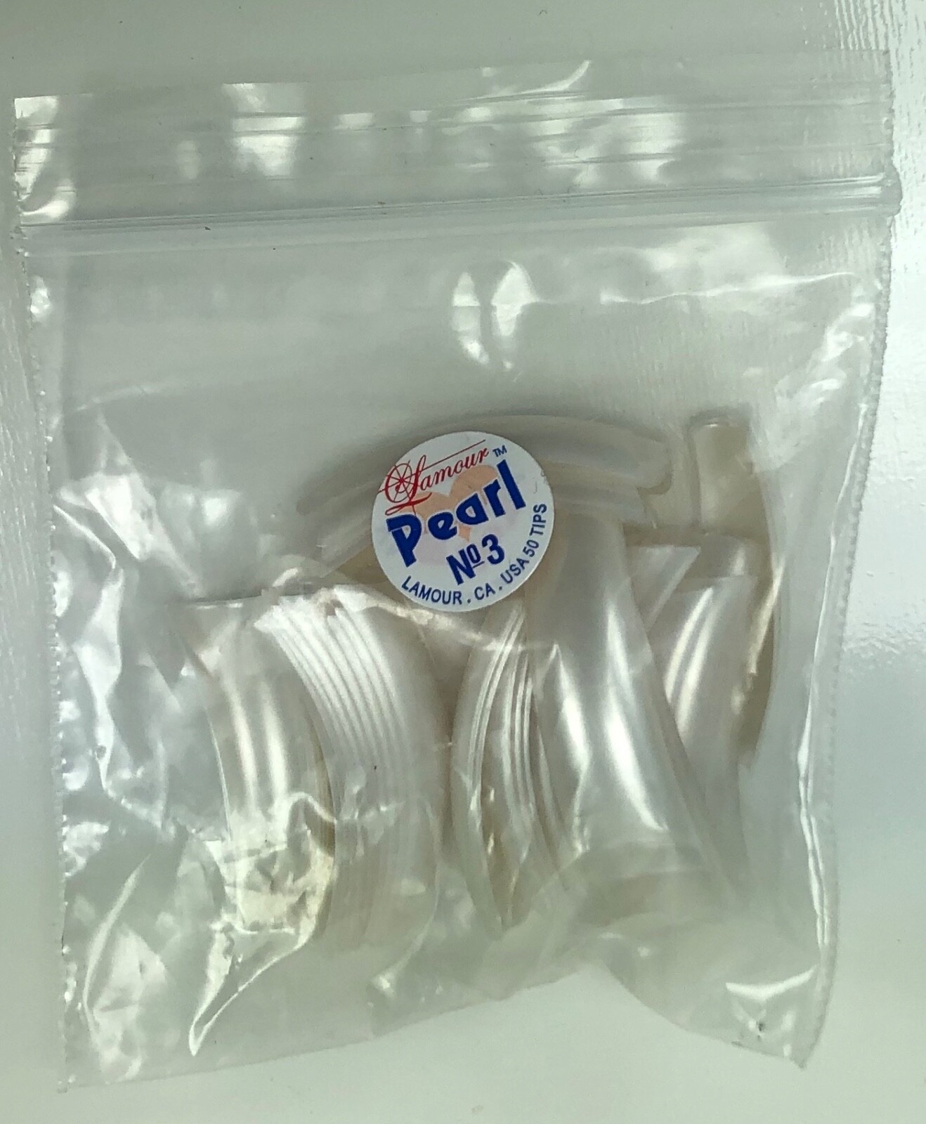 * Lamour Professional Nail Tips French PEARL White 0-10 Made in USA 550ct