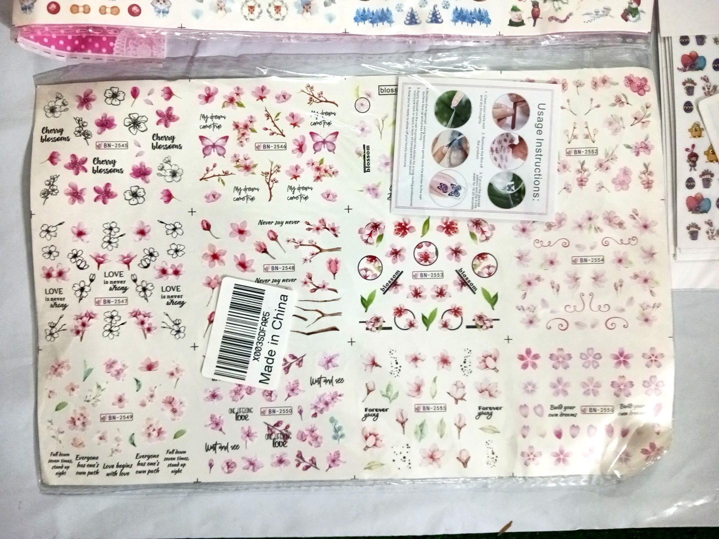 Nail Art Stickers. Large lot over 2000 decals. Mickey mouse, flowers, Christmas