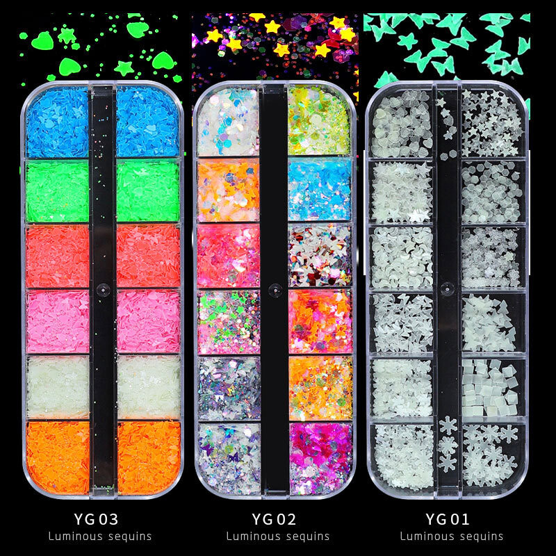 Butterfly Love Luminous Shiny Colorful Nail Art Glitter Sequins Glow In The Dark