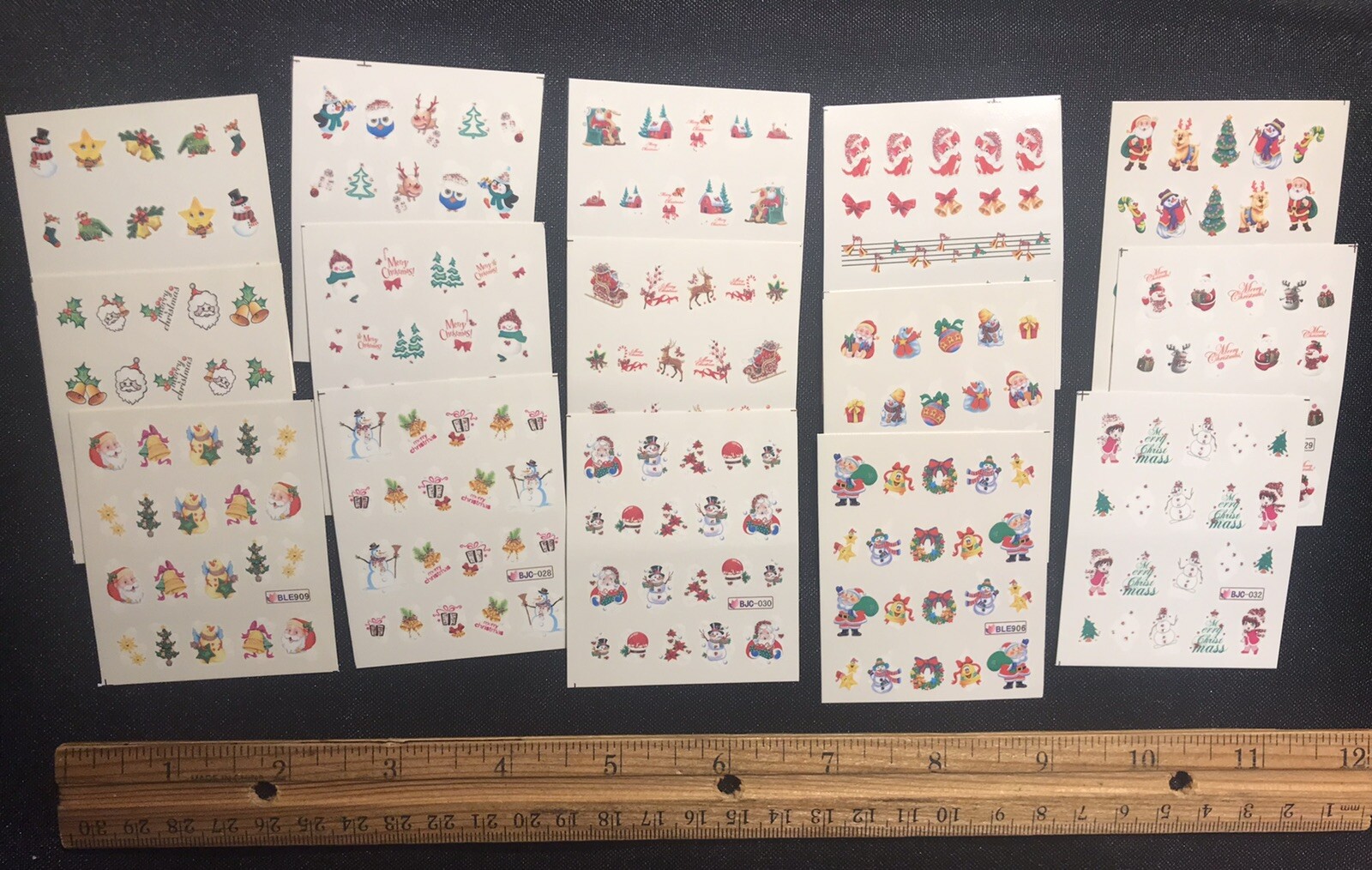 LOT of 2 SHEETS random HOLIDAY Christmas santa Waterslide Water Decal stickers