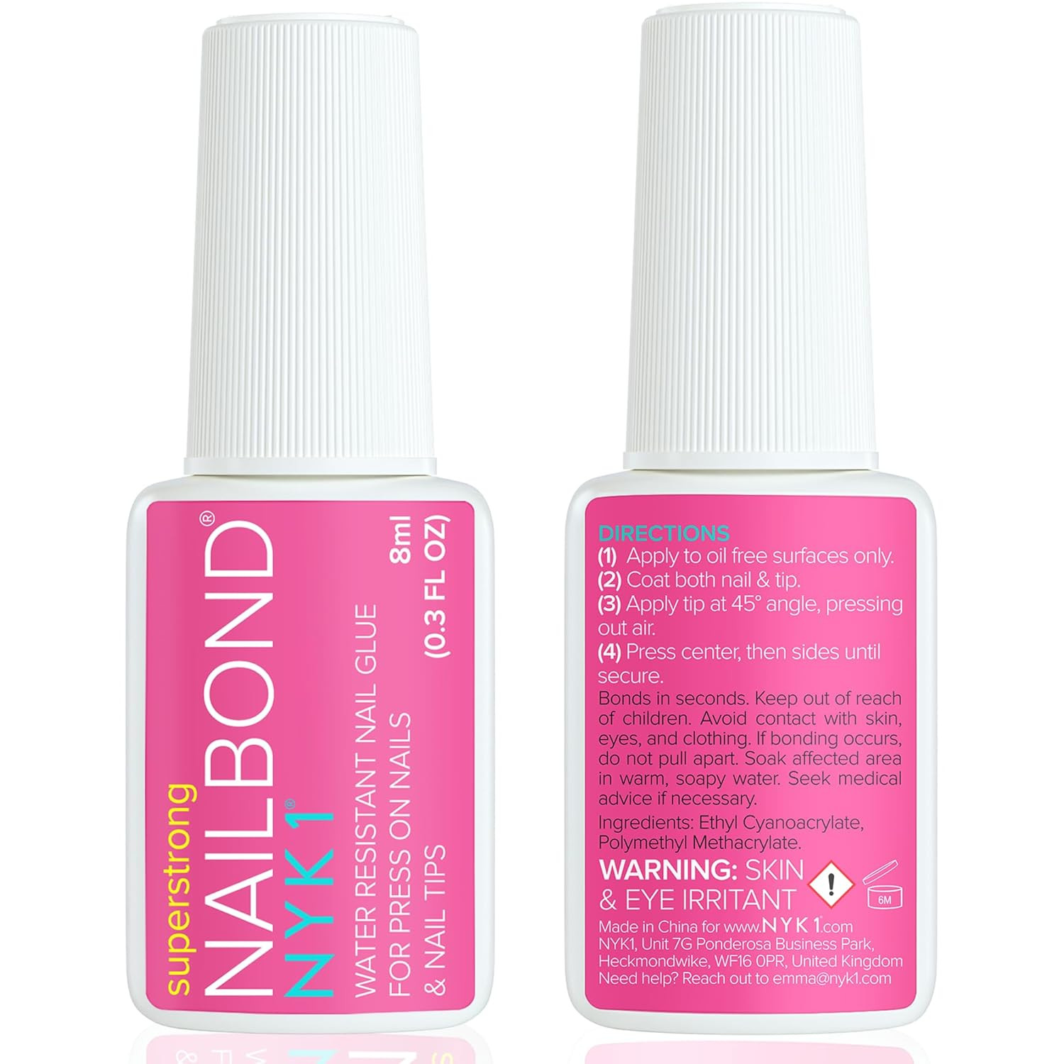 Strong Nail Glue for Press Ons & Acrylics – 8ml Brush On, Long Lasting