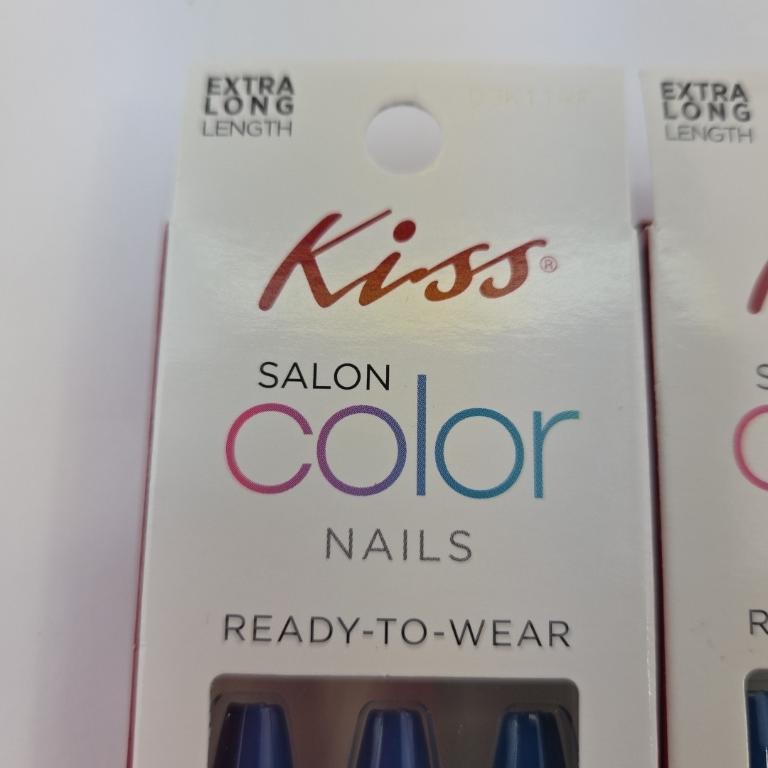 Lot of 2 Kiss Salon Color Nails FANTASTIC DISGUISE Extra Long Blue Full Cover