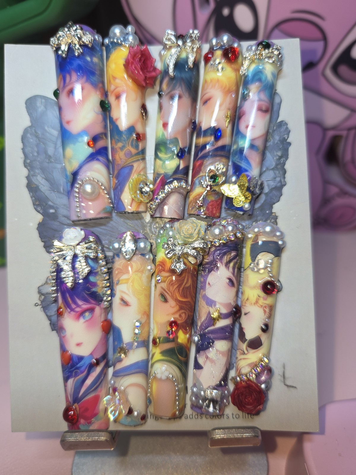 Press-On Nails Handmade Large 2xl LADY amine Nail Art