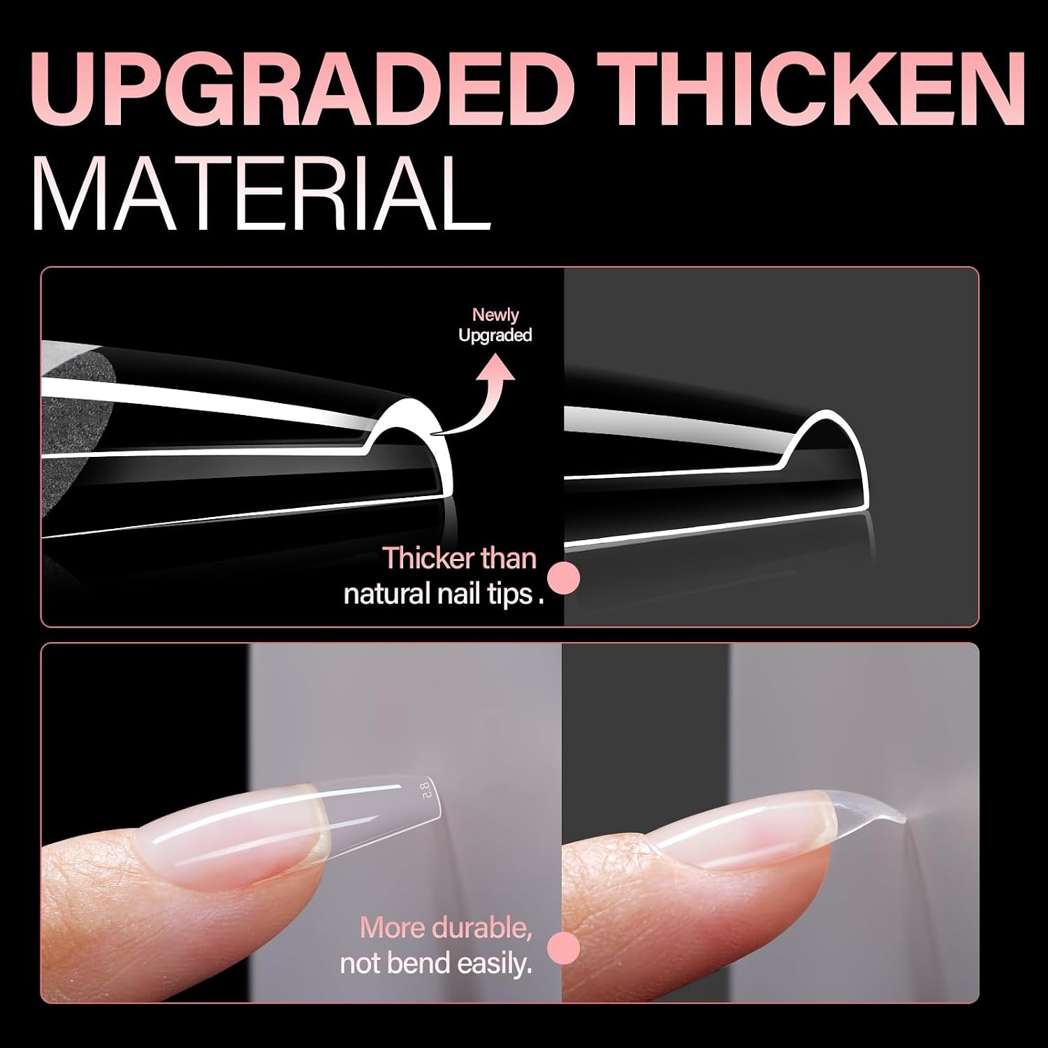 450Pcs Thickened Long Coffin Nail Tips for Home Salon | Pre-Shaped, Half Matte ,