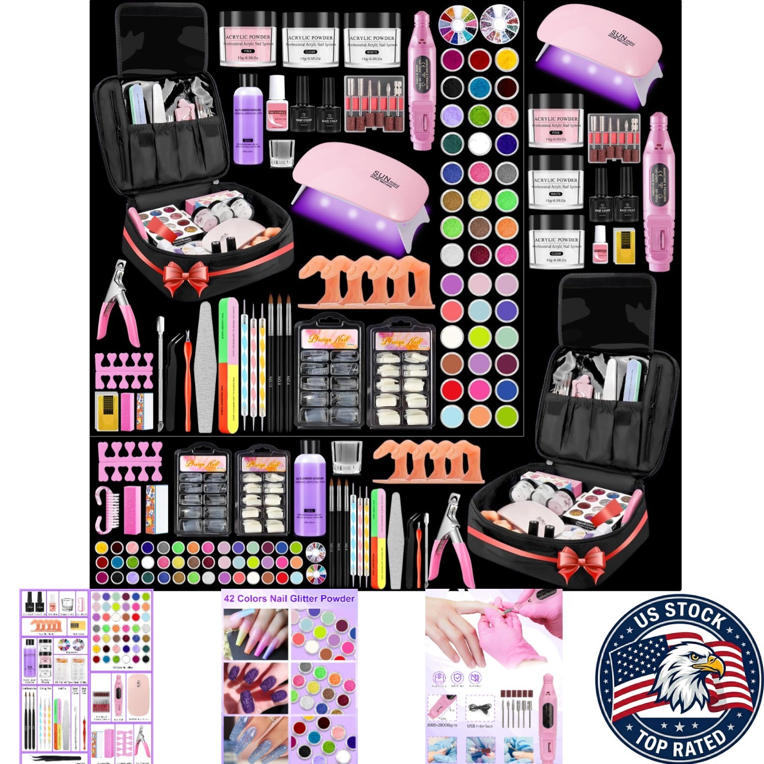 Ultimate 81-in-1 Acrylic Nail Kit – UV Lamp, Drill & Glitter for Stunning Nails