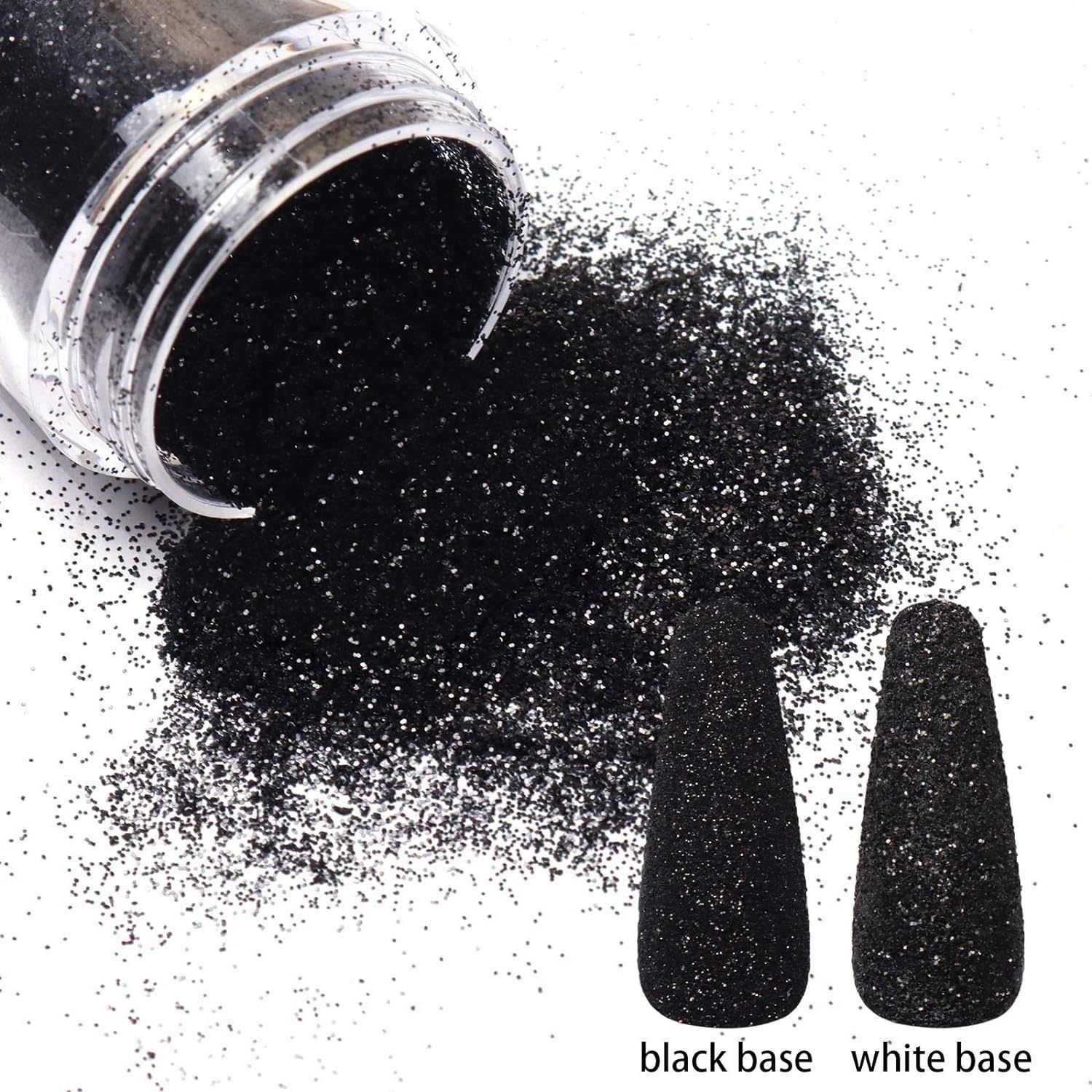 0.2mm Black Nail Glitter White Rainbow Holographic Shining Sugar Nail Glitter…