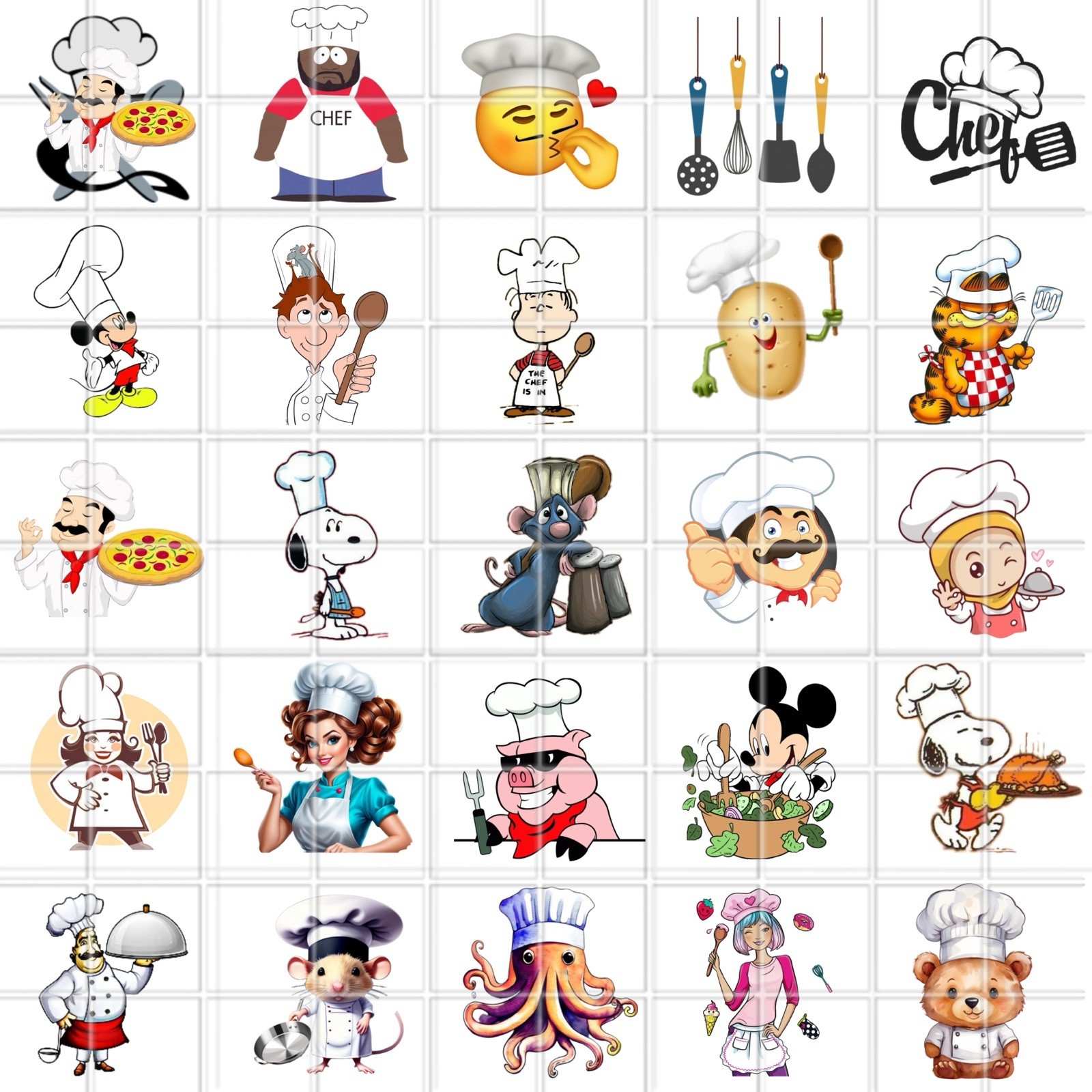 Chef Cooking Kitchen Waterslide Decal Finger Nail, Instructions (set of 50) JH