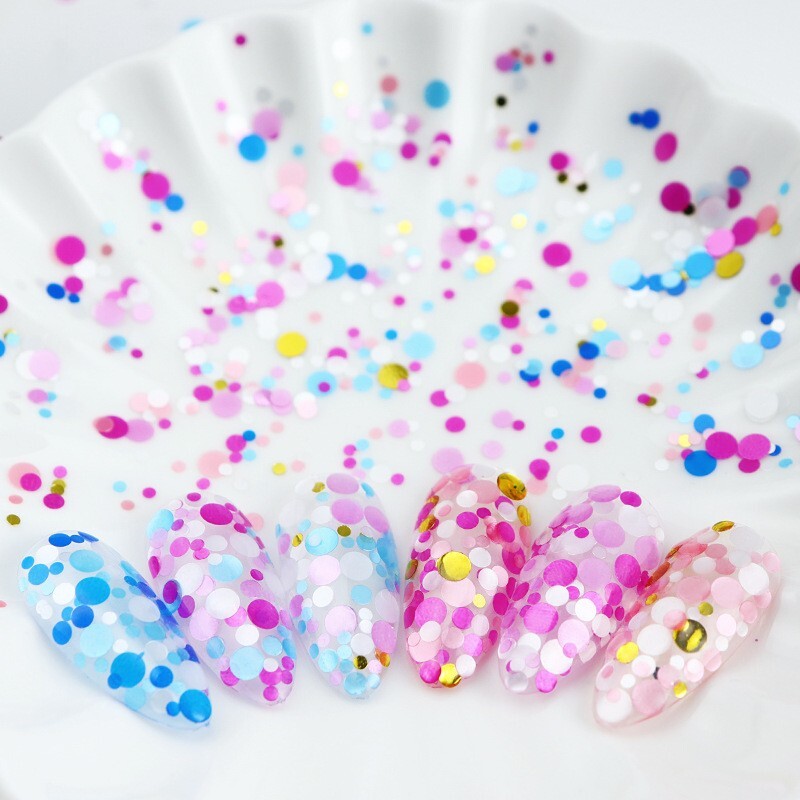 12 Grids Round Dot Shape Mini Nail Sequins Glitter Nail Art Paillette